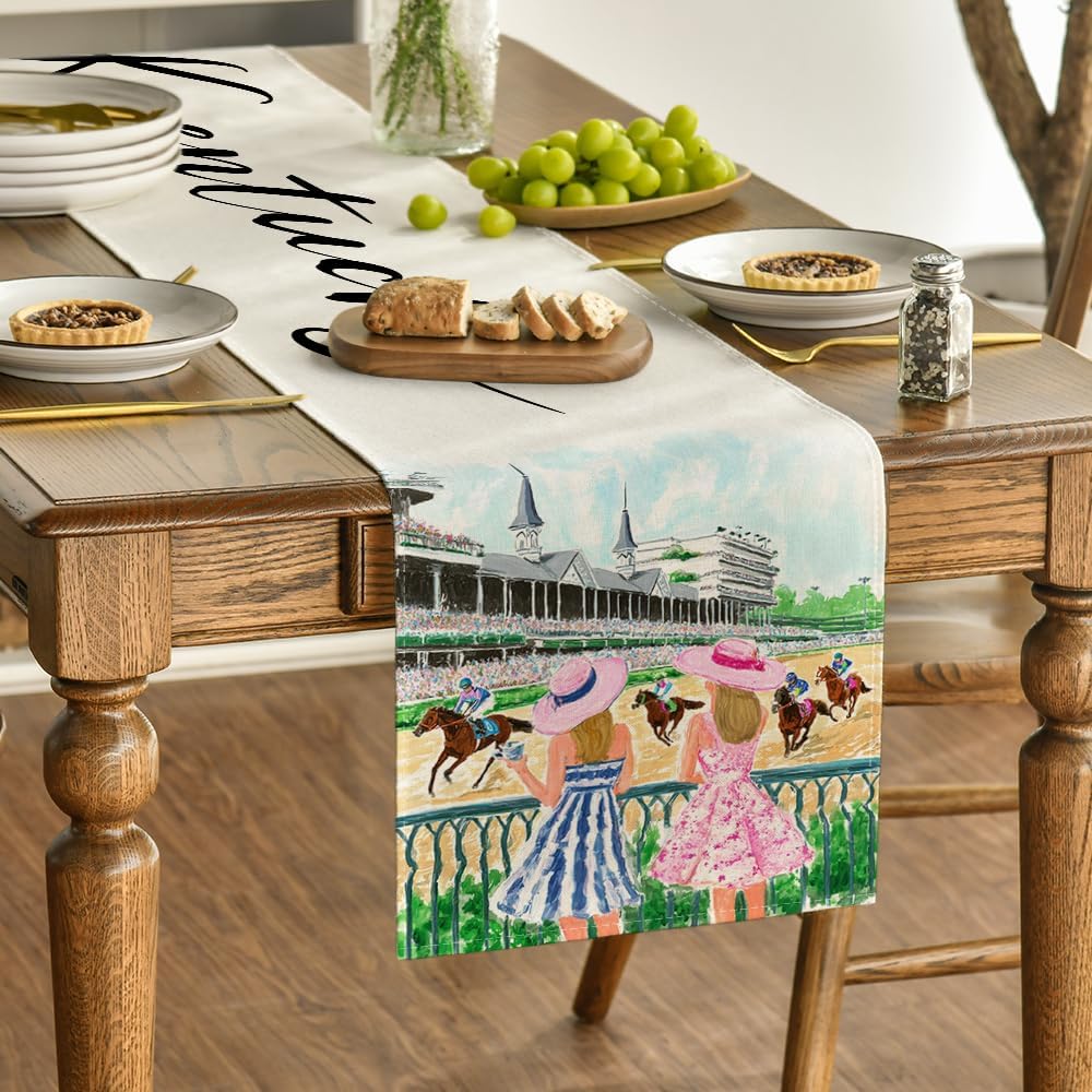 Camino mesa carreras caballos decoración hogar 13x72pulg