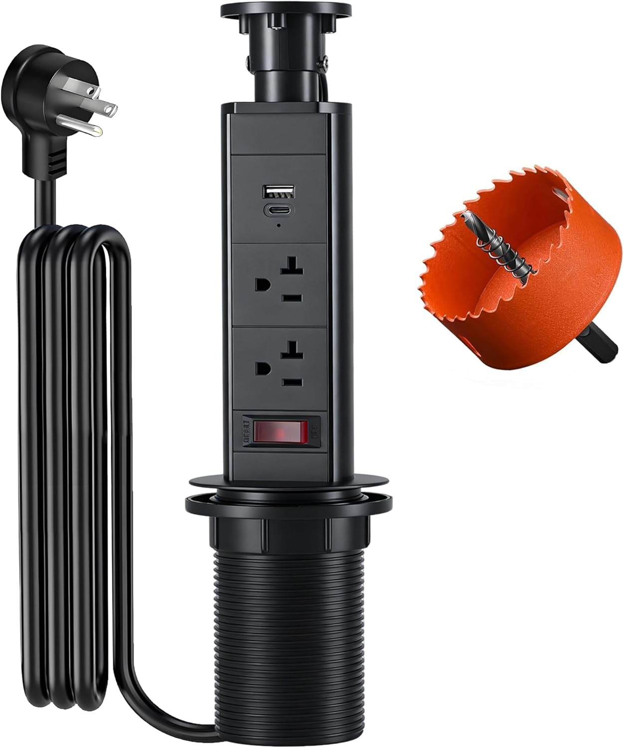 Enchufe USB emergente con 2 enchufes CA y USB-C 5.5pies NEMA