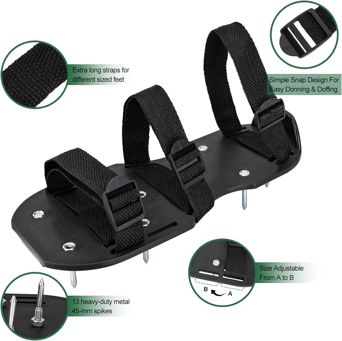 Zapatos aireadores césped correa ajustable picos resistentes negro