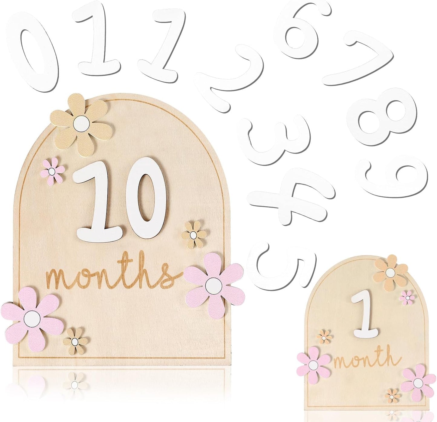 Juego 12 tarjetas hitos bebé con números intercambiables madera