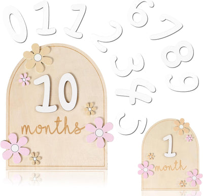 Juego 12 tarjetas hitos bebé con números intercambiables madera