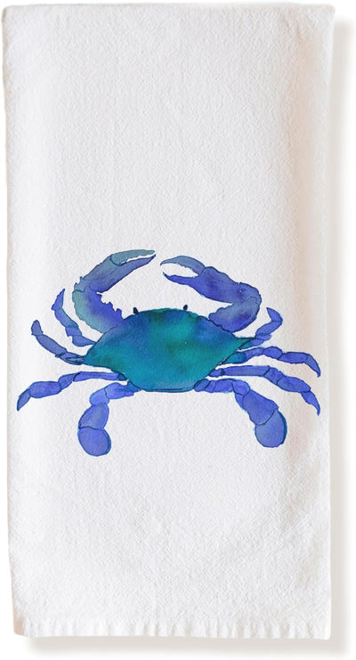 Toalla de cocina cangrejo azul acuarela 100% algodón absorbente con lazo