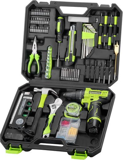 Juego 142 Pzas Taladro Inalámbrico 12V Batería Estuche Portátil