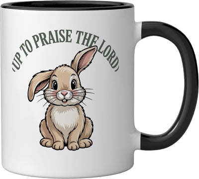 Taza cerámica Praise The Lord conejo cristiano para Pascua negro/blanco