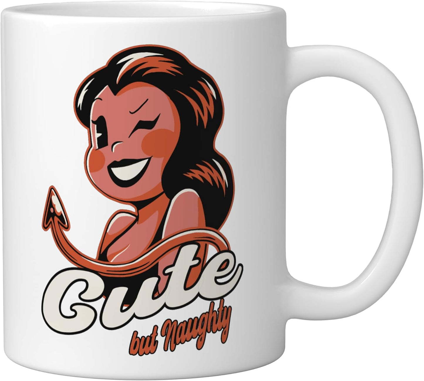 Taza de cerámica vintage diablo retro estilo blanco