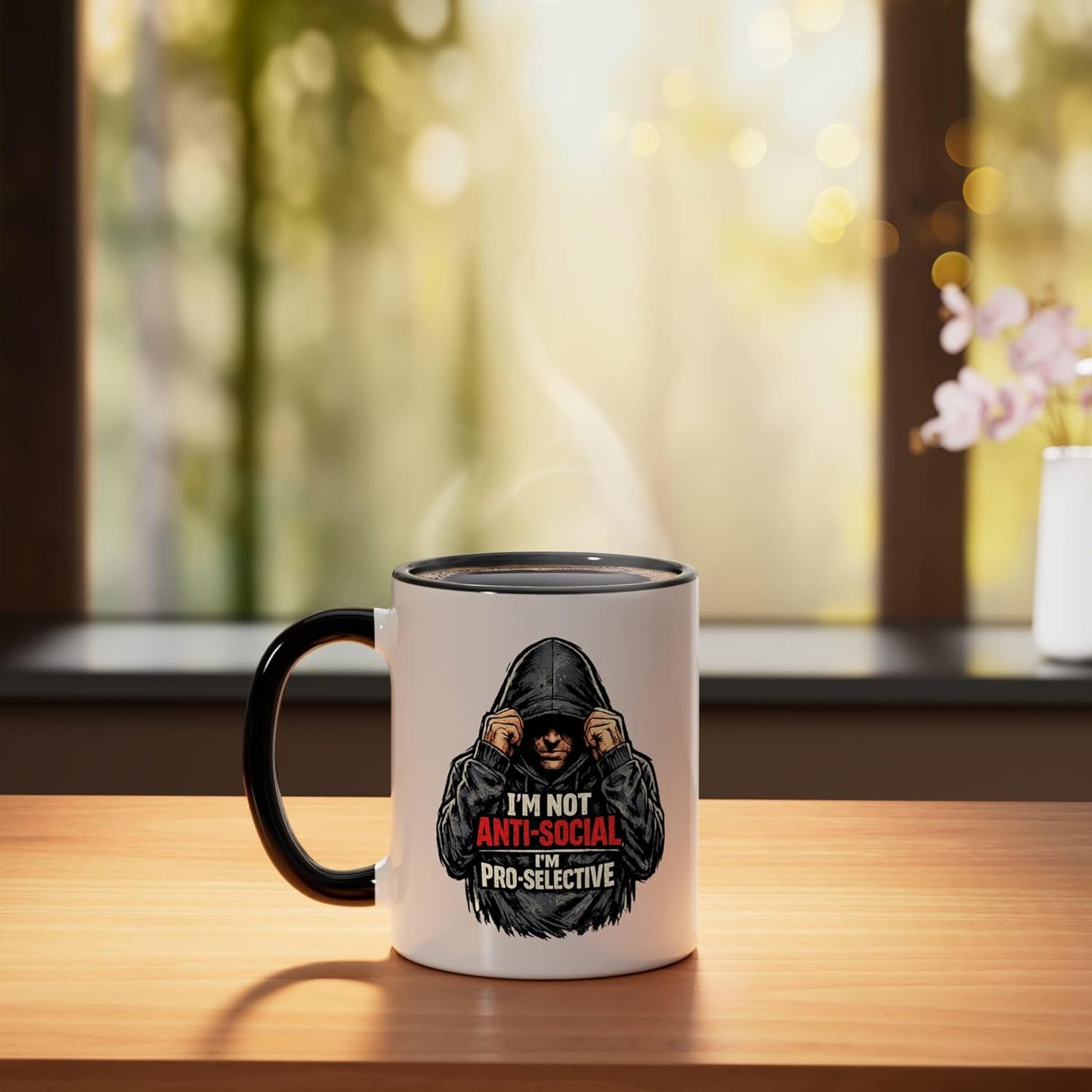 Taza Cerámica Humor Introvertida Frase Negro/Blanco