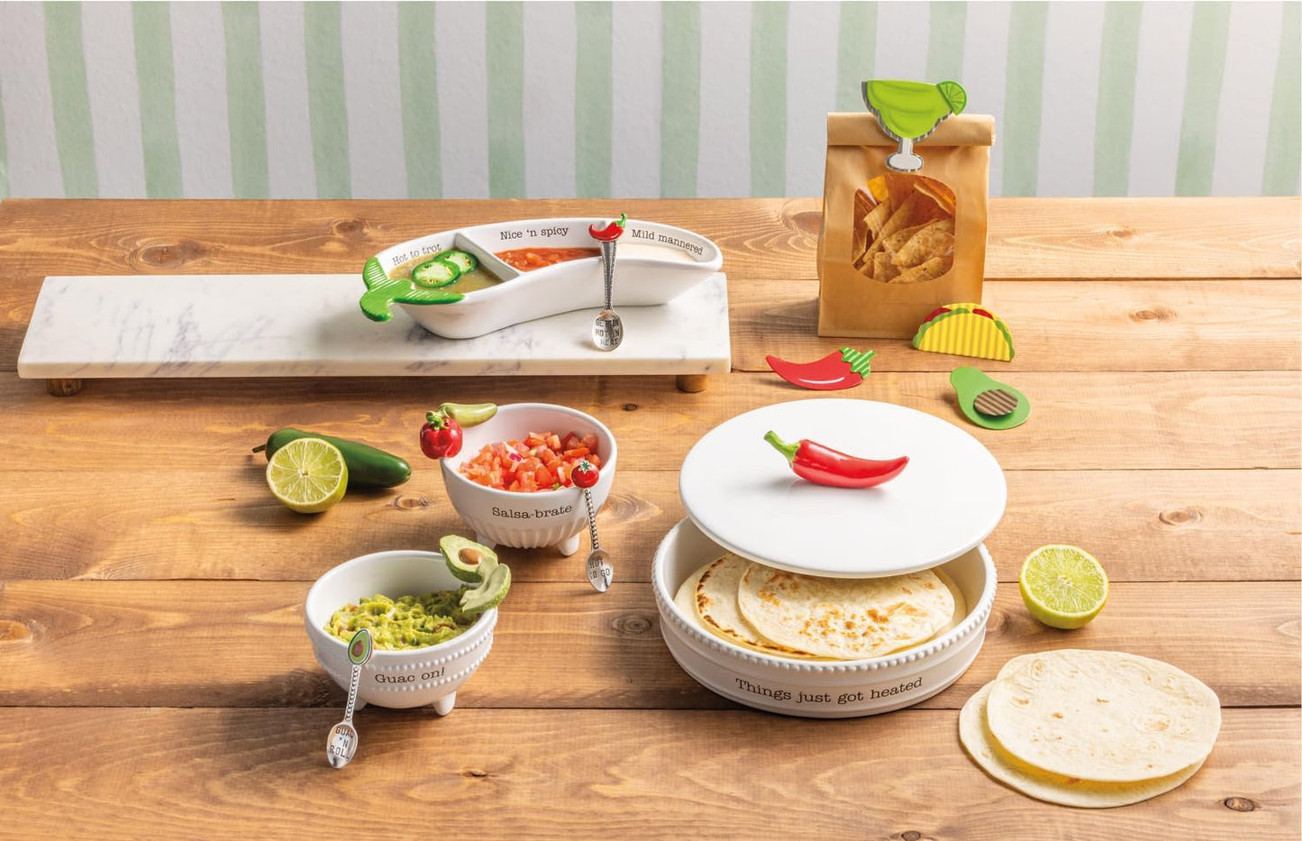 Juego de cuencos de cerámica verde guacamole Mud Pie