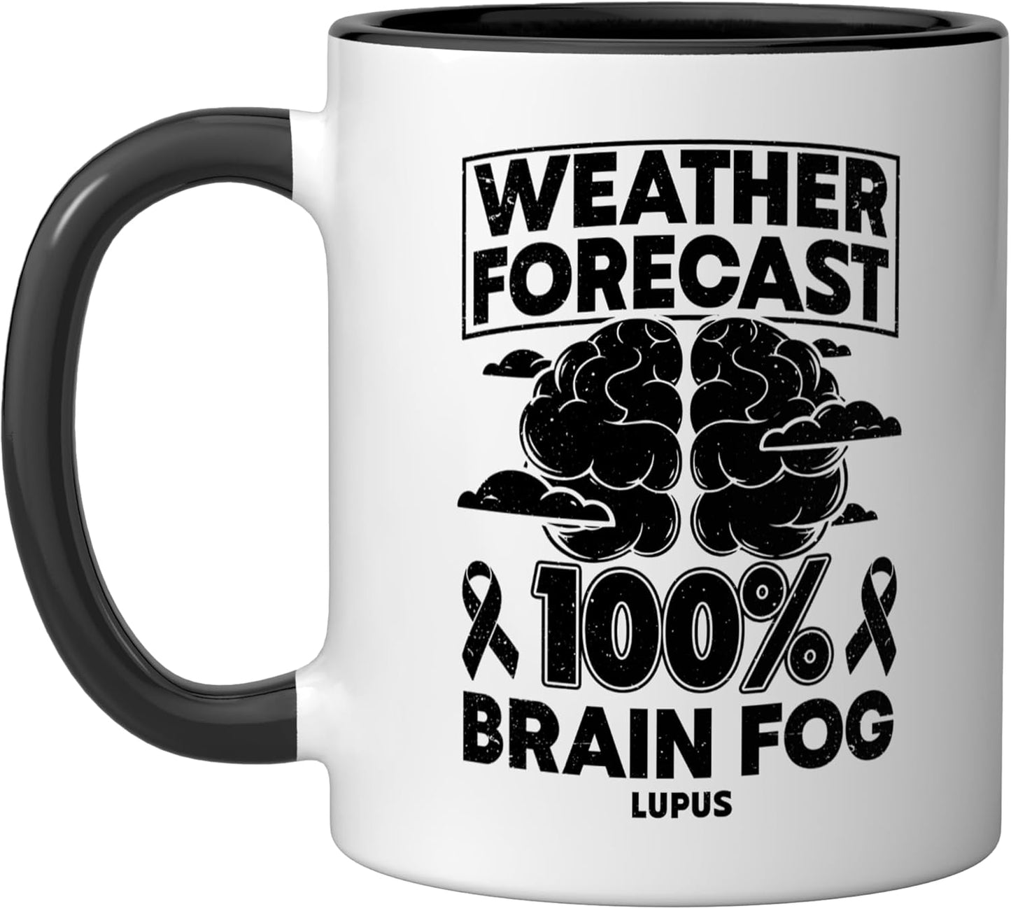 Taza Cerámica Lupus Consciente de Cerebro Negro/Blanco
