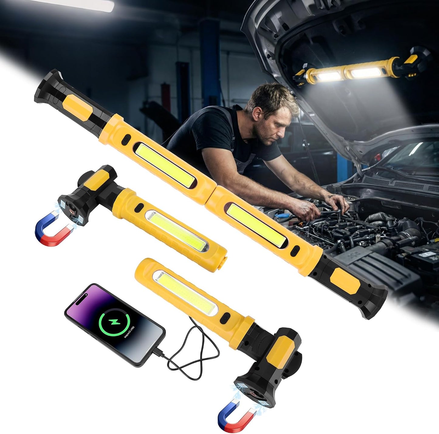 Luz trabajo recargable 5200mAh 2 barras LED 2500lm