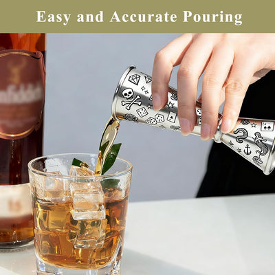 Jigger para bartending profesional de 2 oz y 1 onza en acero inoxidable 304