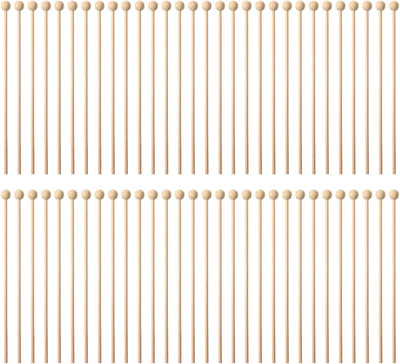 60 Palitos Madera 6pulg para Pastel Bola y Bebidas