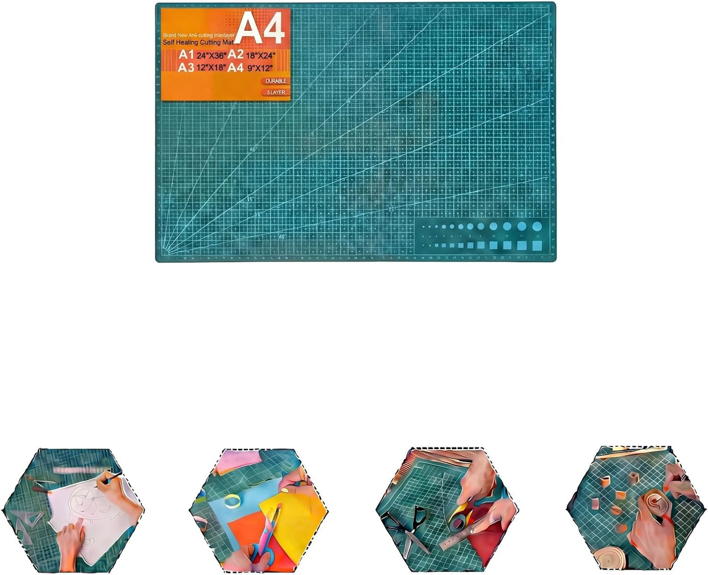 Alfombrilla autorreparable 9x12pulg doble cara corte tela A4