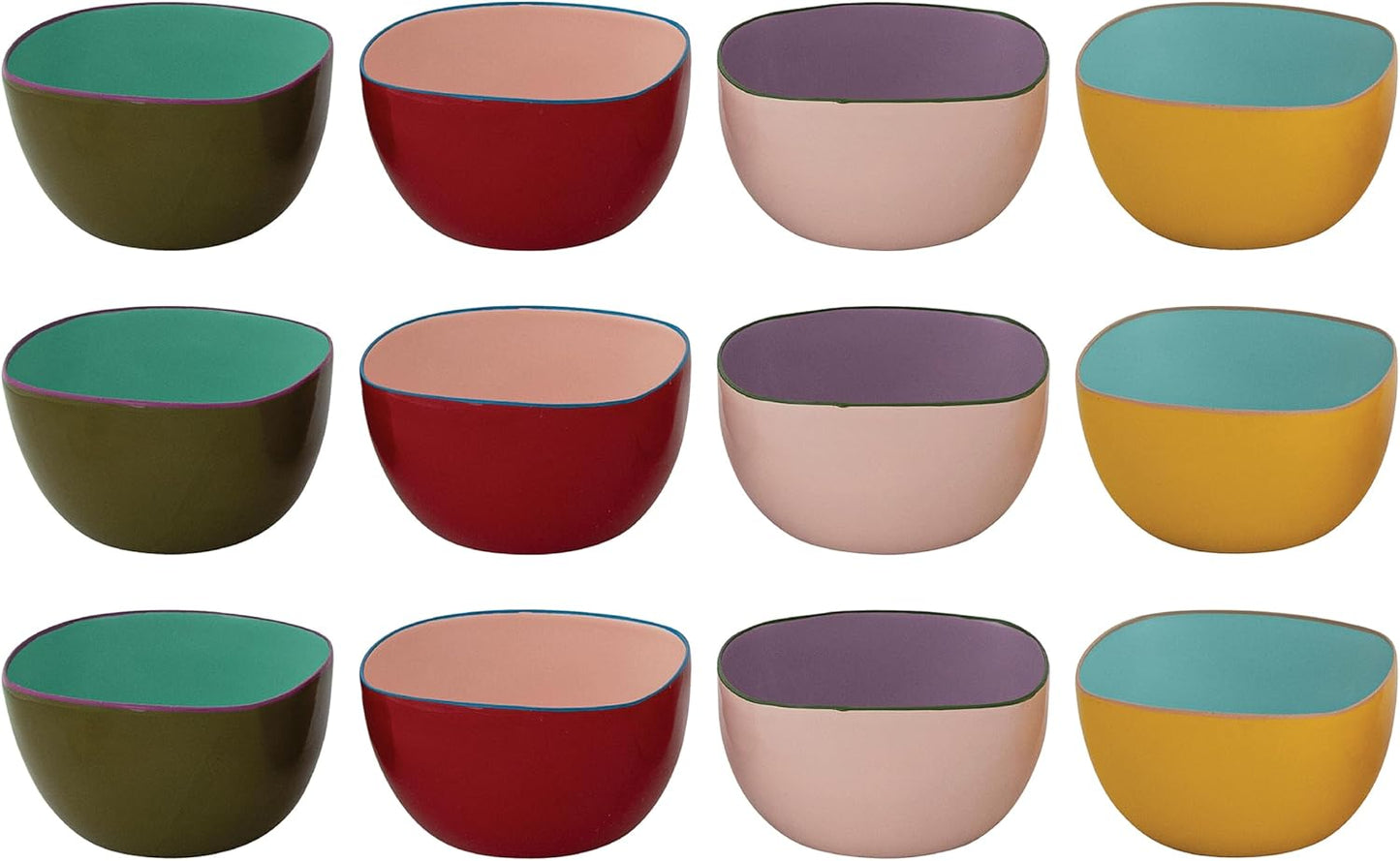 Set 12 Cuencos Acero Inox Cuadrados Multicolor