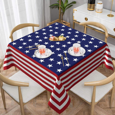 Manteles cuadrados patrióticos 52x52 pulgadas bandera estadounidense para fiestas