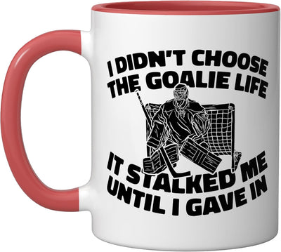 Taza cerámica para portero de hockey sobre hielo roja/blanca
