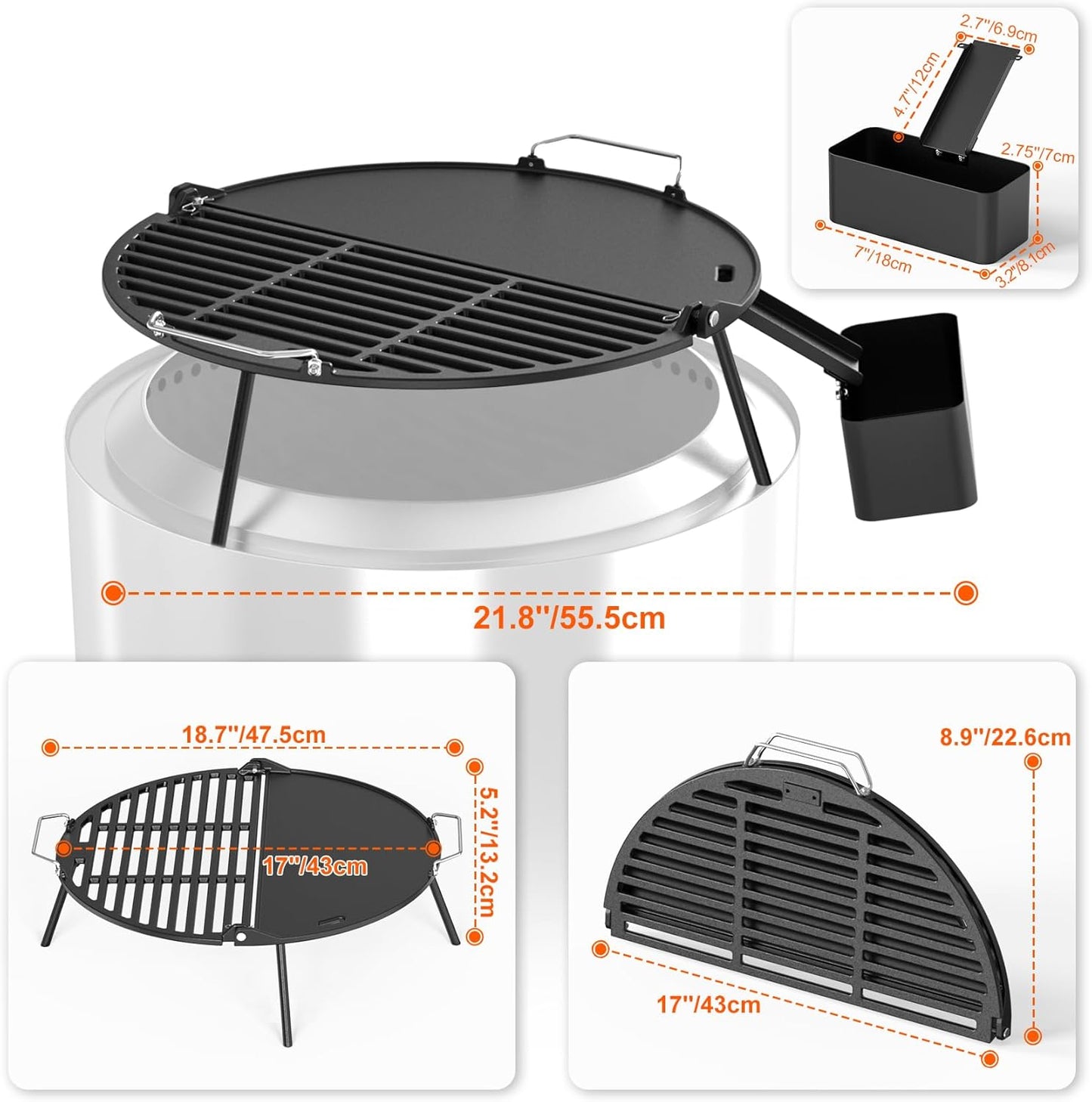Plancha hierro fundido estufa 19.5pulg parrilla plegable patio