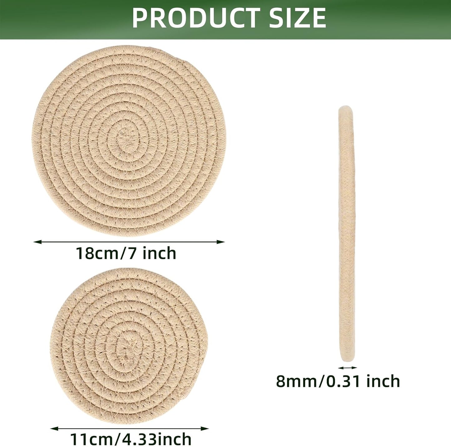 4 Posavasos Tejidos para Plantas 4-7pulg