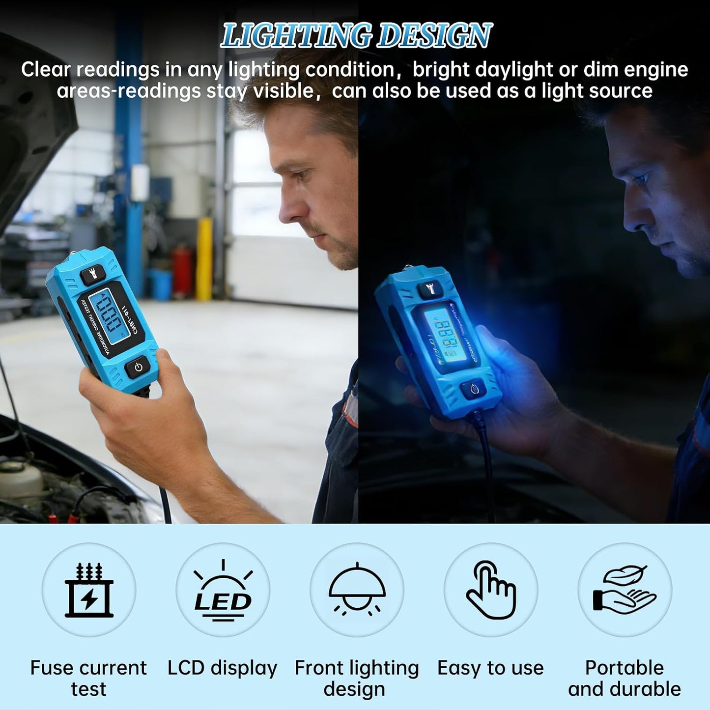Probador fusibles automotriz 0.01-20A con pantalla LED