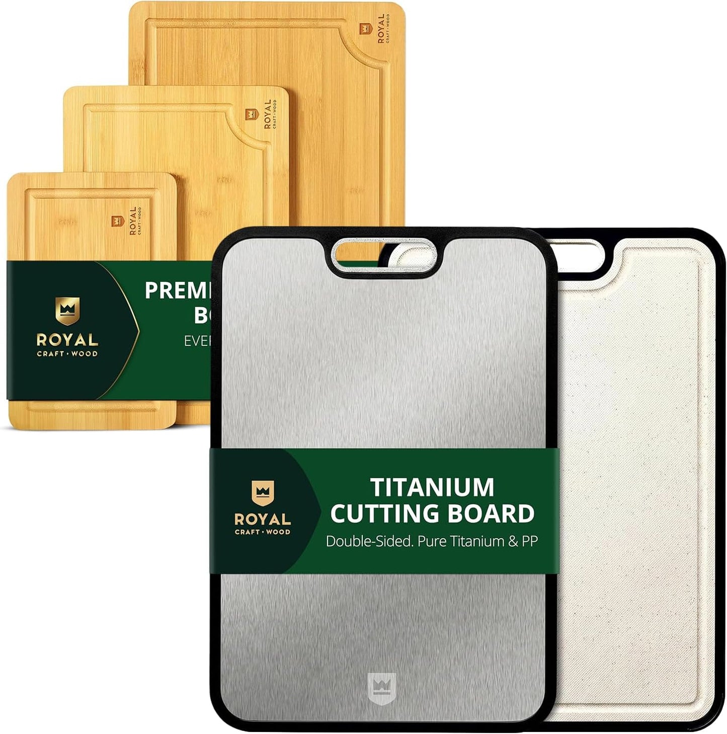 Set Tablas Cortar Bambú y Titanio
