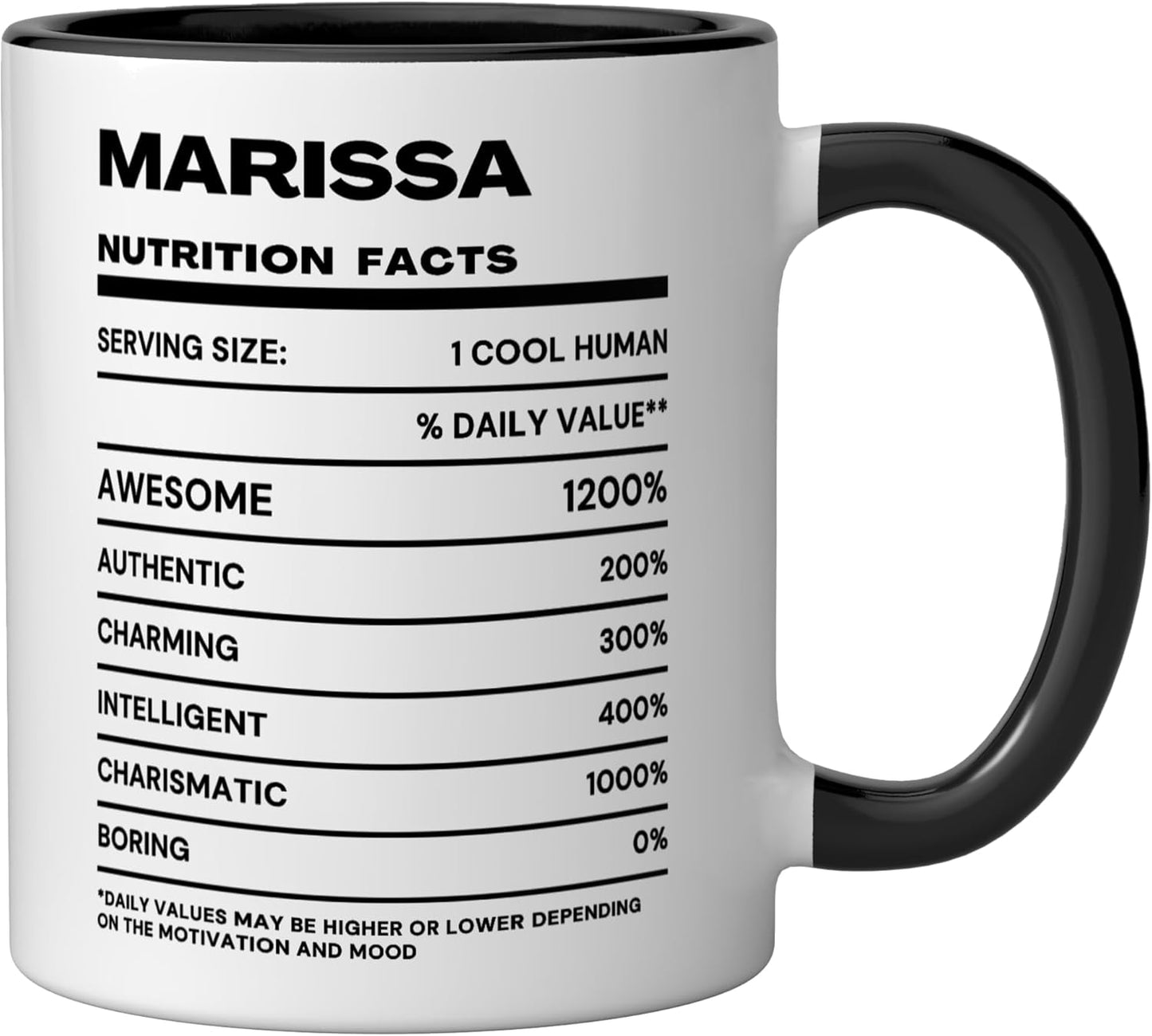 Taza cerámica Marissa Nutrition Facts Name negra/blanca