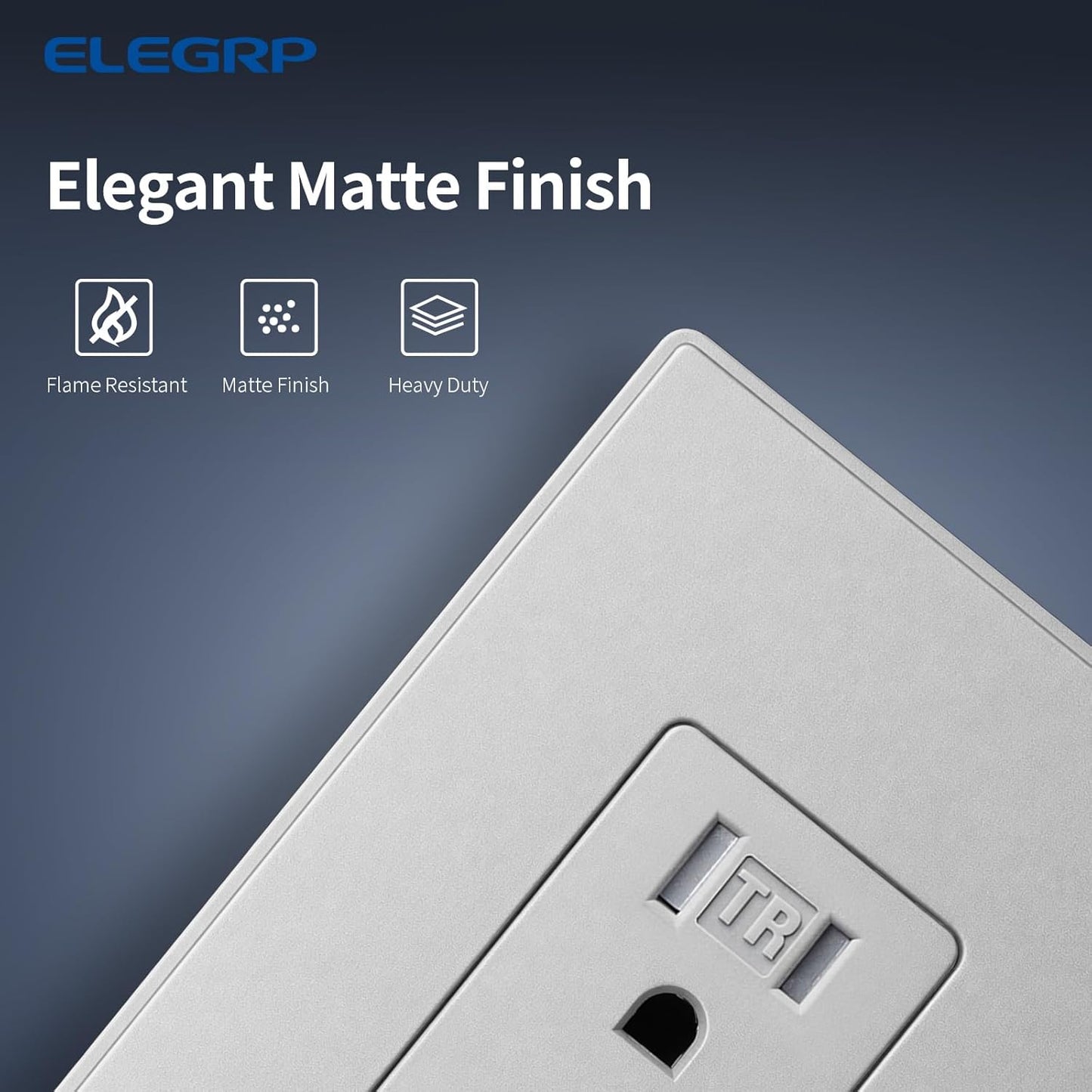 Toma eléctrica pared gris mate resistente TR 15A 125V