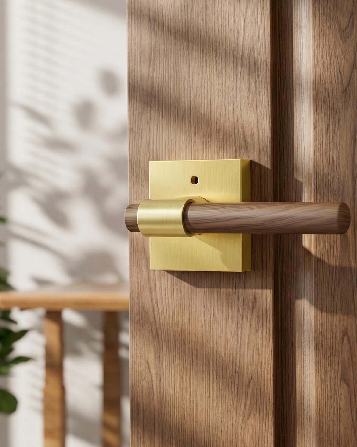 3 Pzas Manijas Puerta Privacidad Acabado Madera Aleación Zinc