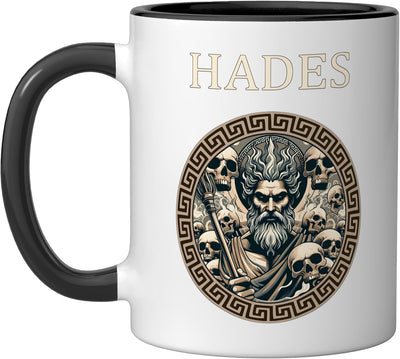 Taza de cerámica mitología griega Hades dios inframundo negro blanco