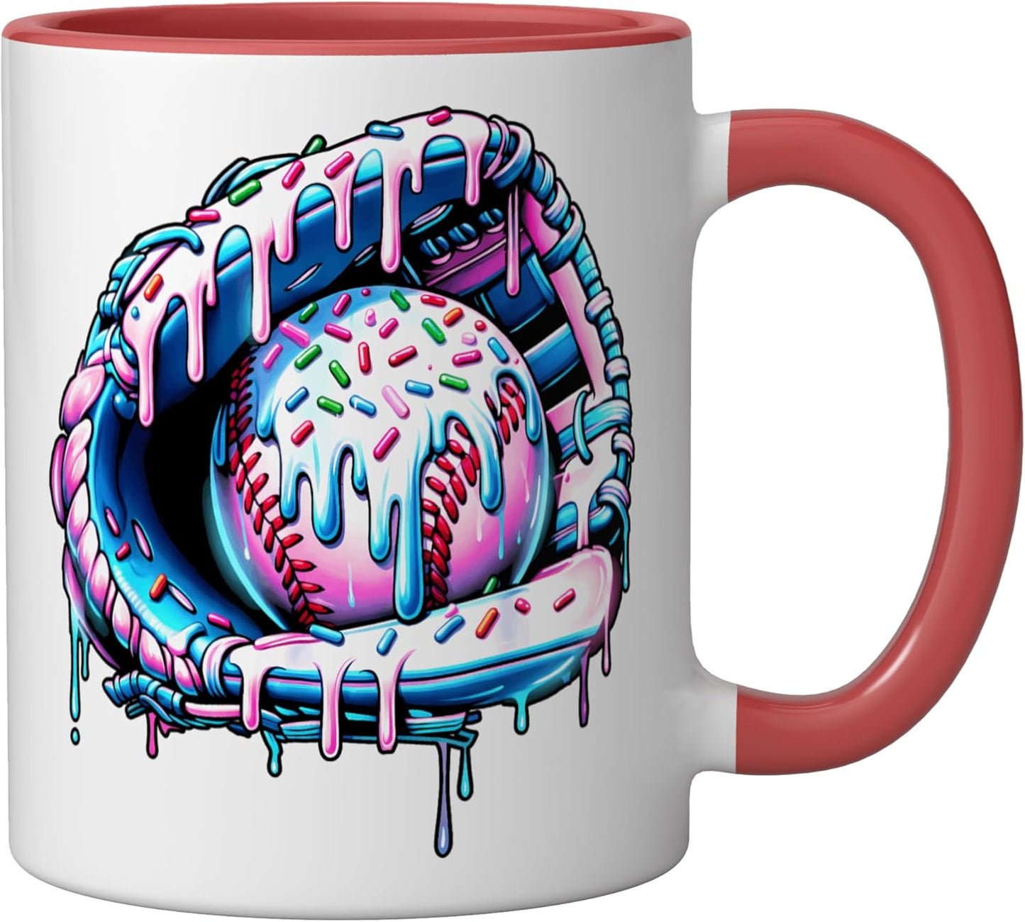 Vaso Cerámica Niño Béisbol Gotas Rojo Blanco