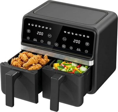 Freidora aire doble 2 cestas 9qt 2200W cocina familiar