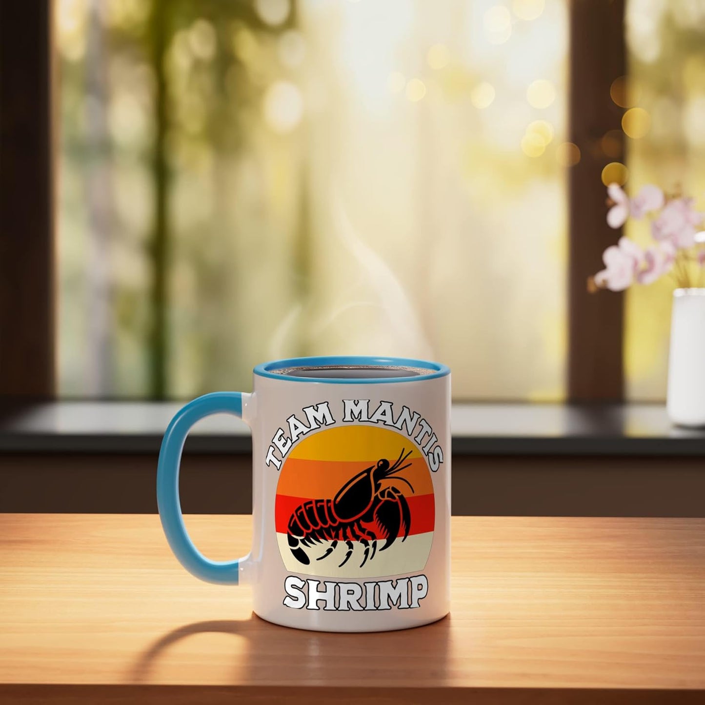 Taza Cerámica Shrimp Team Mantis Shrimp Azul Blanco
