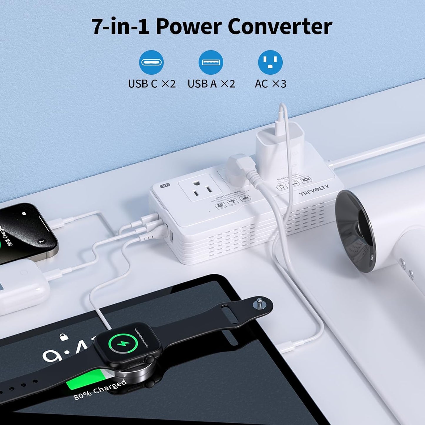 Convertidor voltaje 2000W EE.UU. a Europa para secador