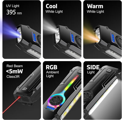 Linterna EDC recargable USB-C con clip magnético
