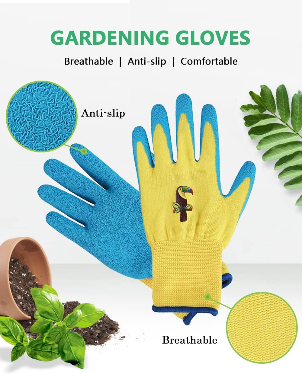 3 Pzas Guantes Jardinería Niños