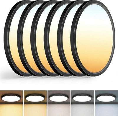 6 Luces LED Negro 13pulg Regulables 5 Temperaturas 24W Cocina Baño