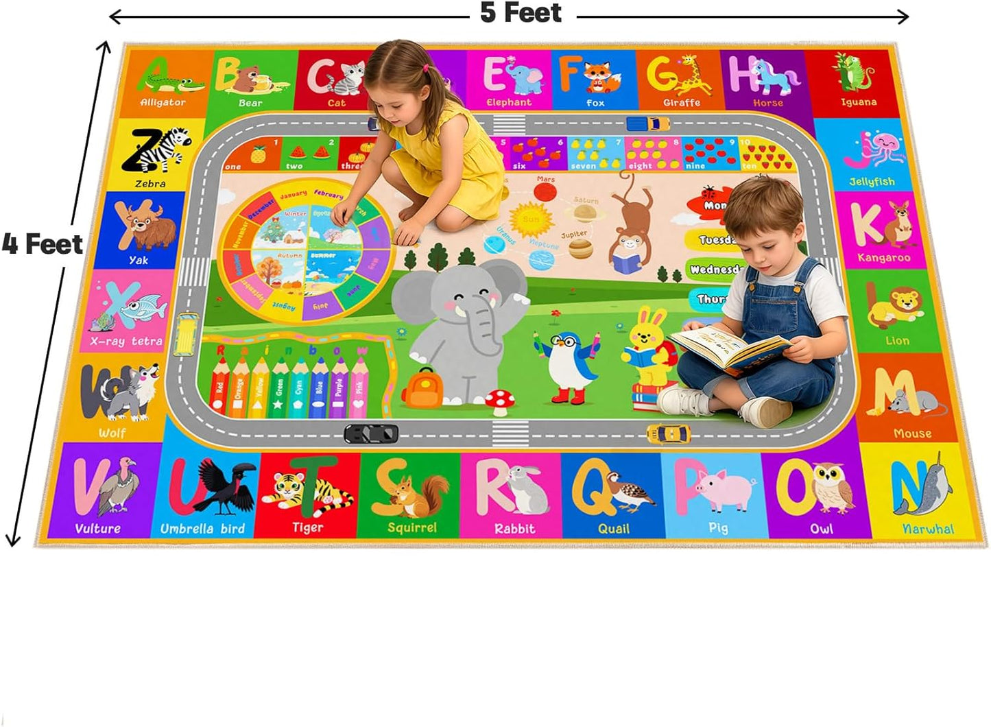Alfombra educativa para niños dormitorio 4x5 lavable