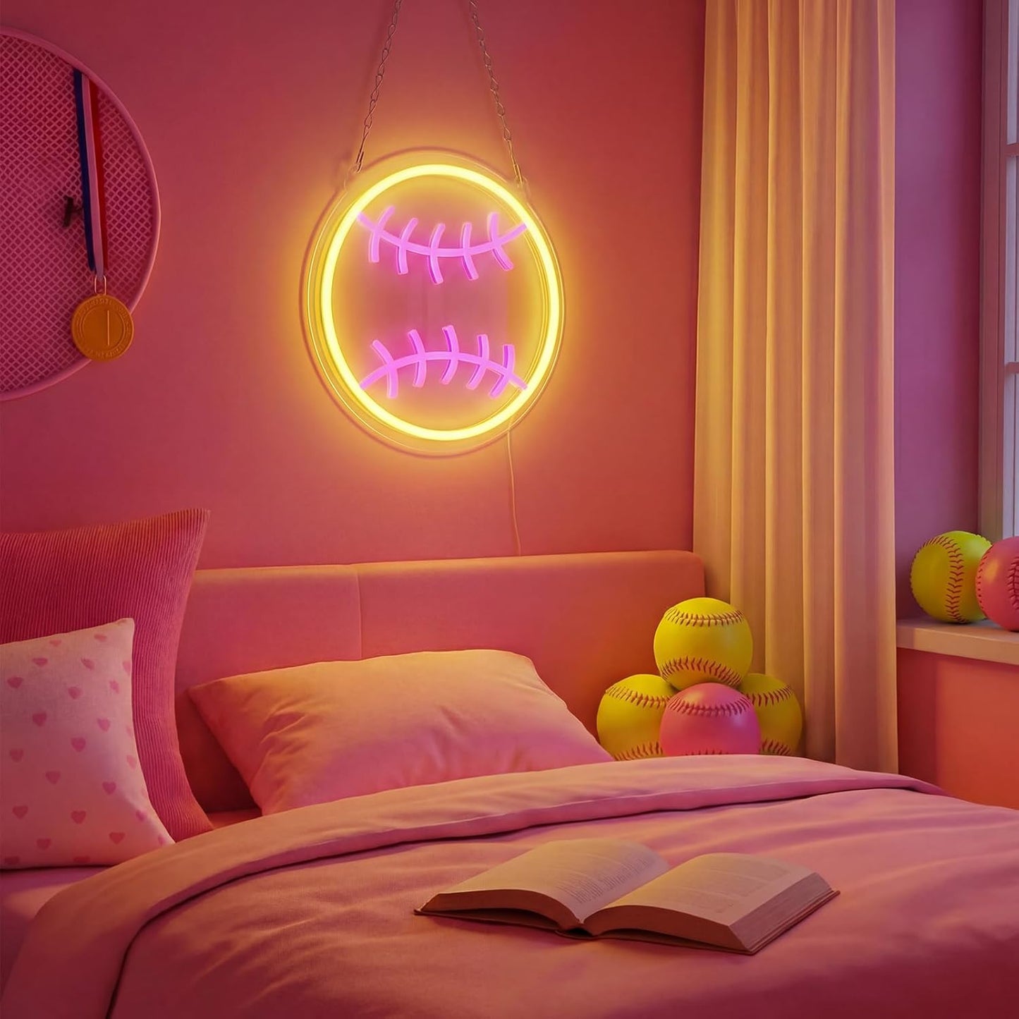 Letrero Neón Sóftbol Luz LED Regulable Decoración Pared