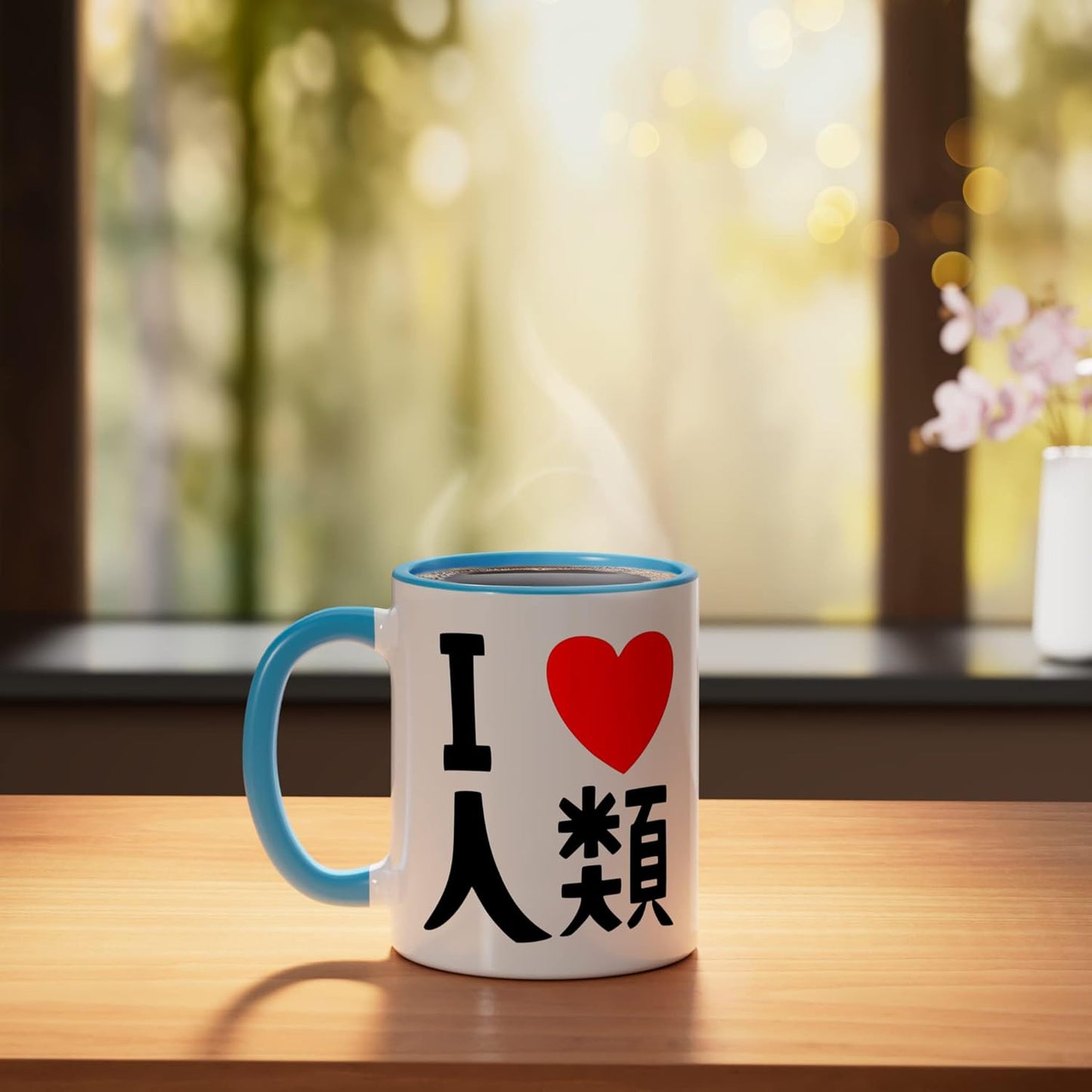 Taza Cerámica Sora I Love Humanity Azul/Blanco