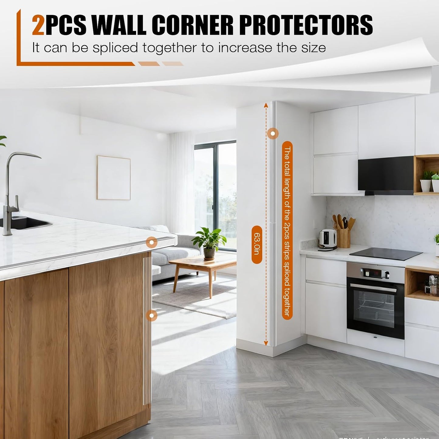 2 Protectores Esquina Pared 31.5pulg Autoadhesivos
