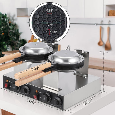 Máquina gofres doble 2800W antiadherente ajustable