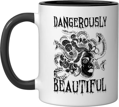 Taza de cerámica Medusa mitología griega negro y blanco