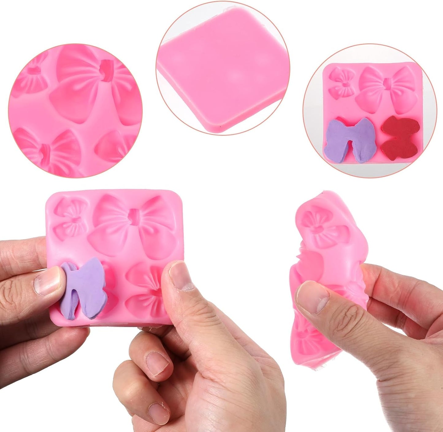 Paquete 2 Moldes Silicona Lazo Chocolate Mini Pasteles Boda