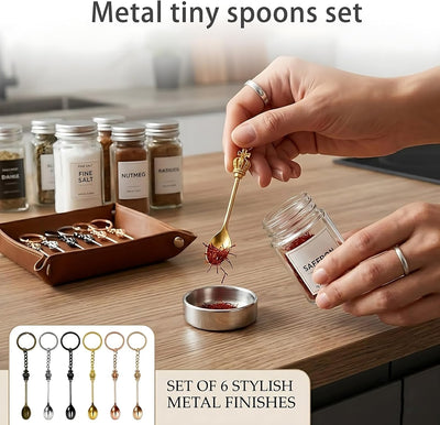 Set 6 cucharas medidoras metal para sal y especias multicolor