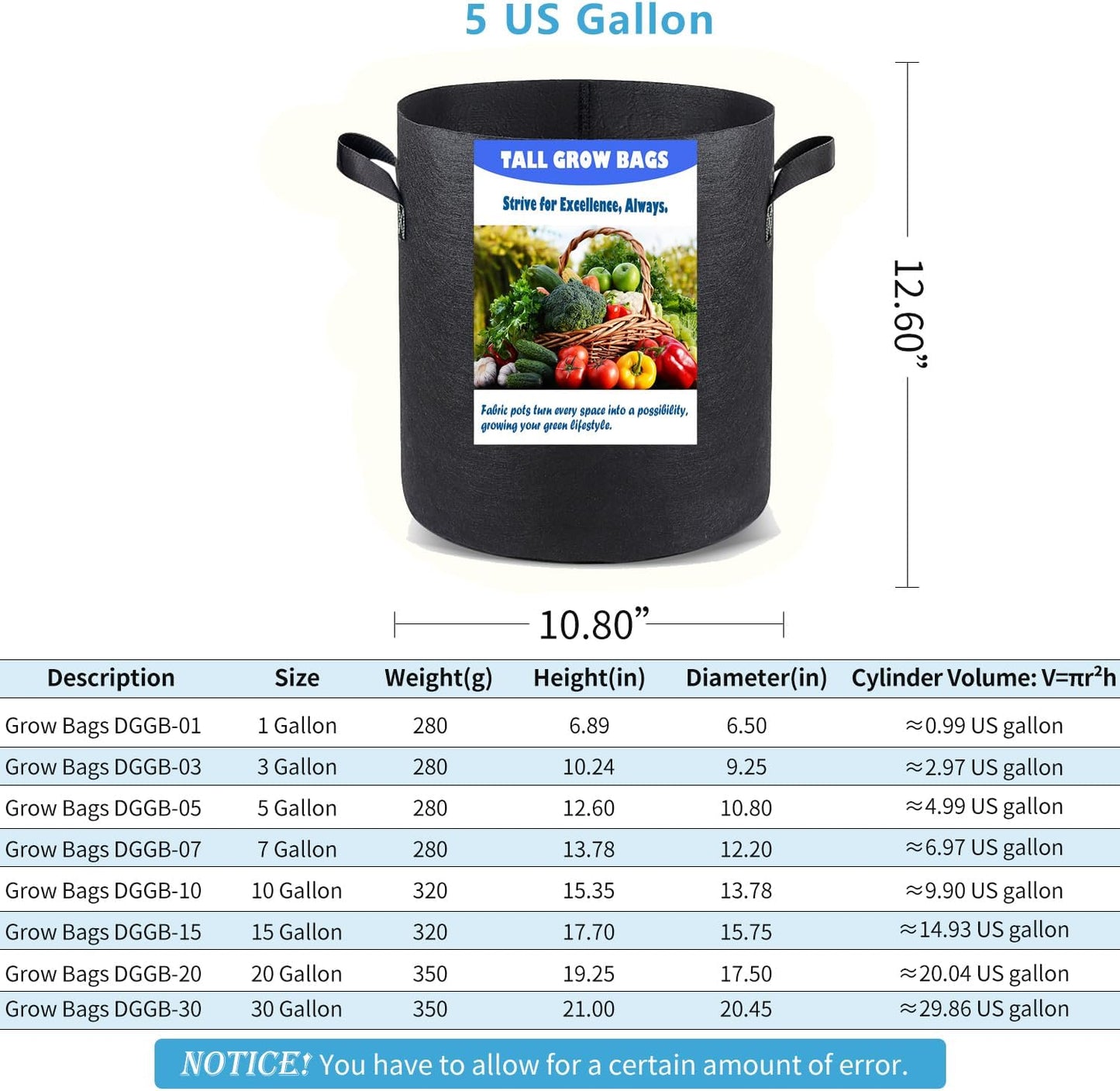 8 Pzas Bolsas Cultivo 5gal Tela Aireación Resistente
