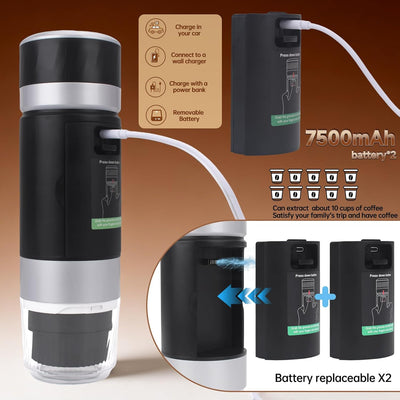 Cafetera Espresso Portátil 3en1 Con Batería USB-C