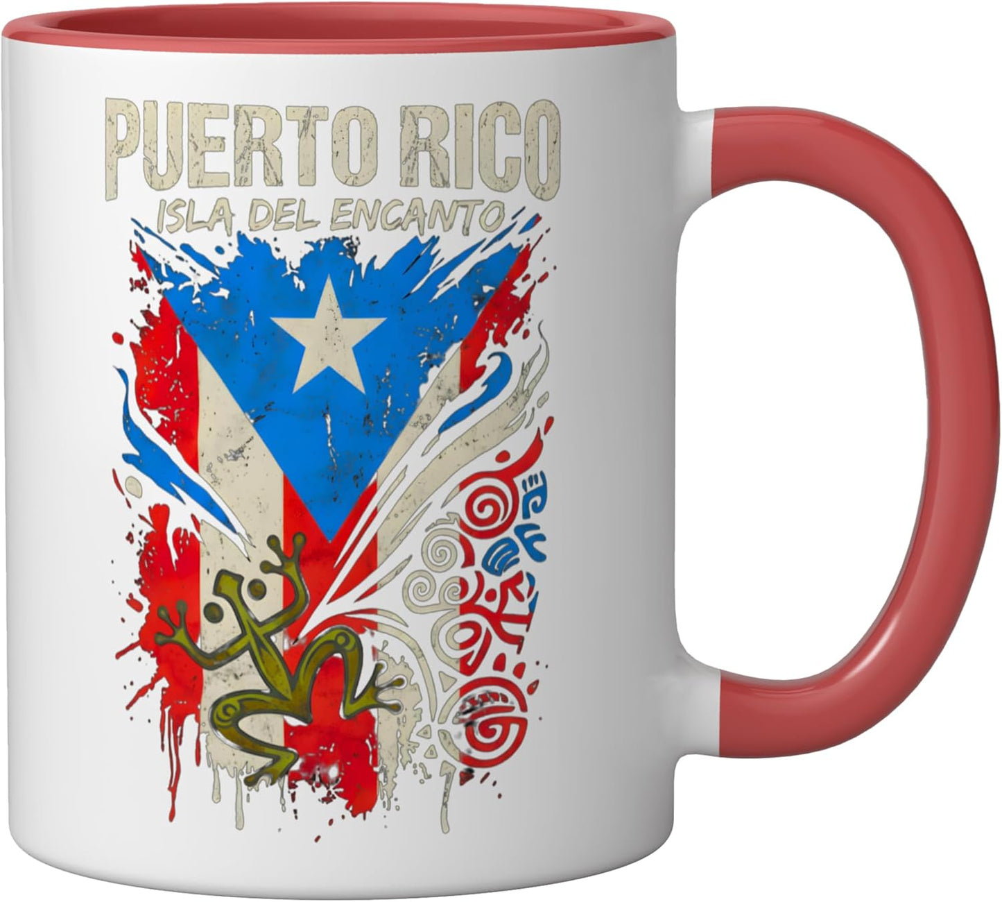 Taza Cerámica Bandera Puerto Rico Rojo/Blanco