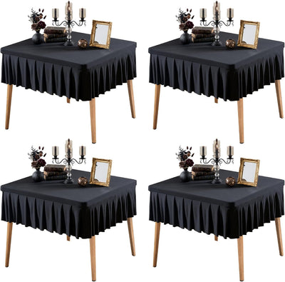 Set 4 Manteles Cuadrados Negros Ajustables Elásticos 34x34pulg