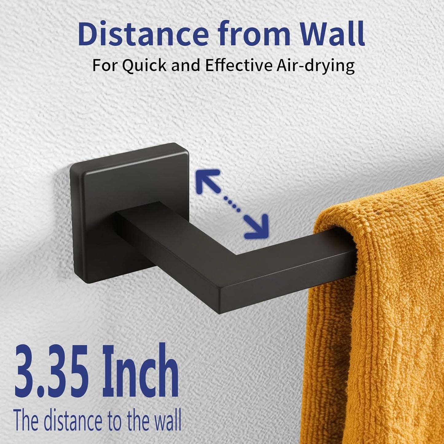 Toallero negro 16pulg acero inox SUS304 para baño