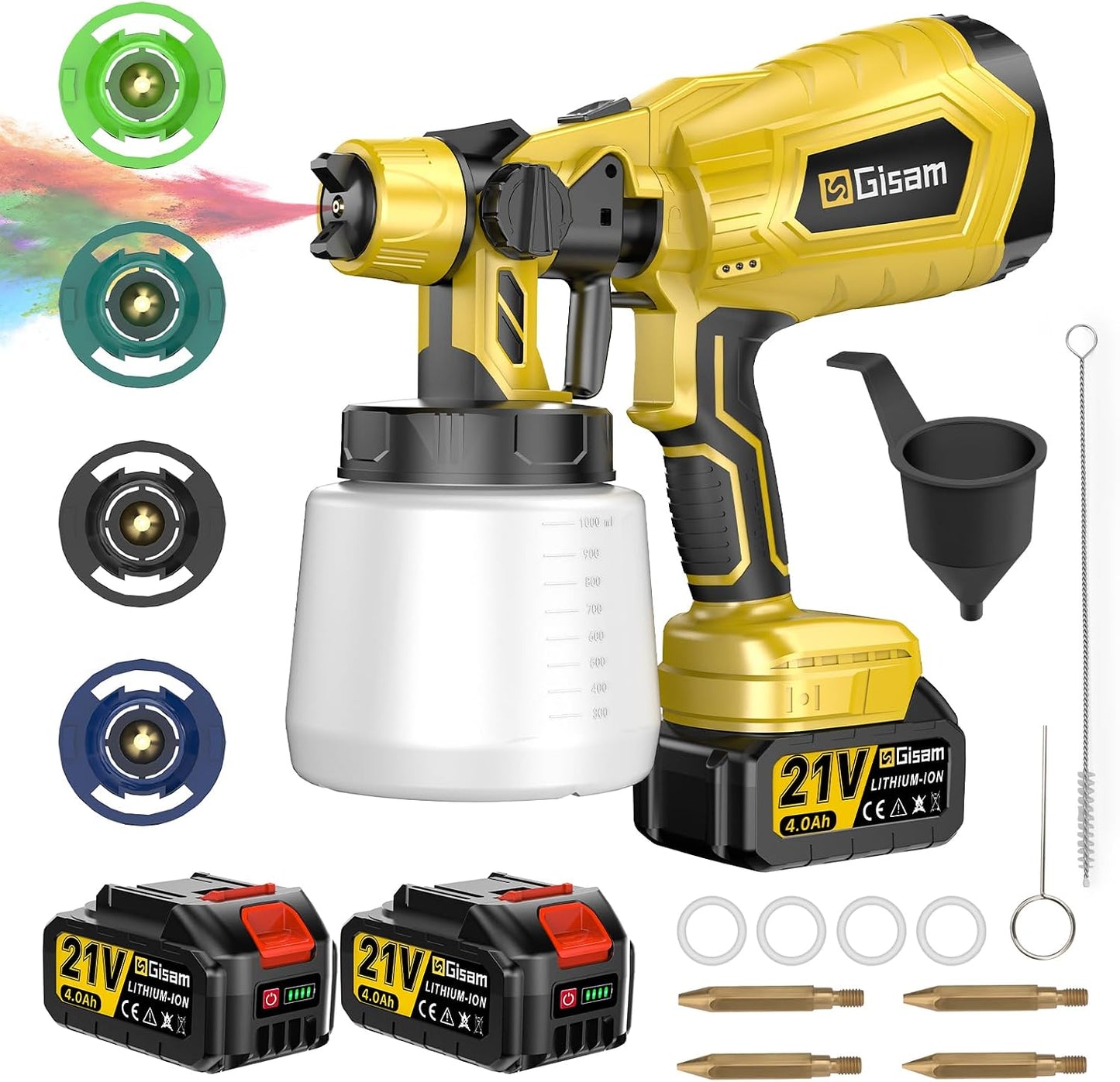 Pulverizador pintura HVLP inalámbrico 2 baterías 4000mAh