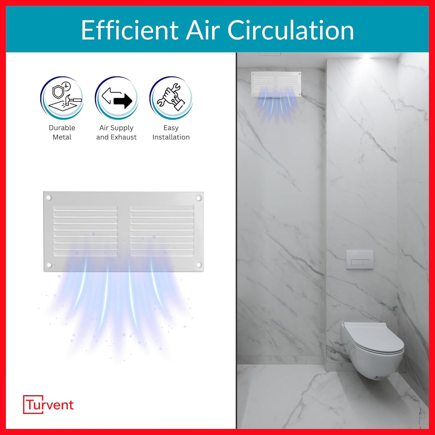 Cubierta ventilación 6x2 rejilla aire HVAC blanco metal