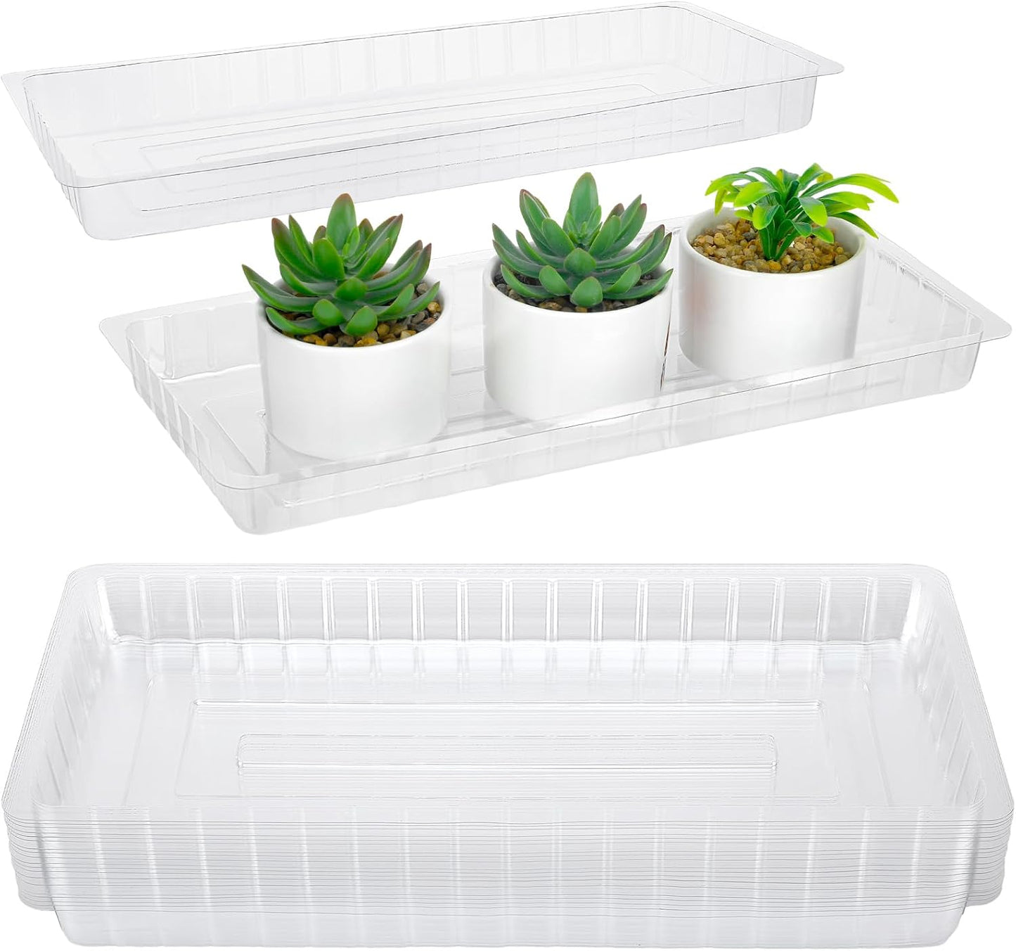 20 Pzas Platillos Plástico Transparente para Macetas Interiores